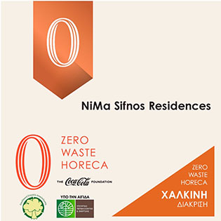 Bronze prize by Zero Waste Horeca for Nima Sifnos residences